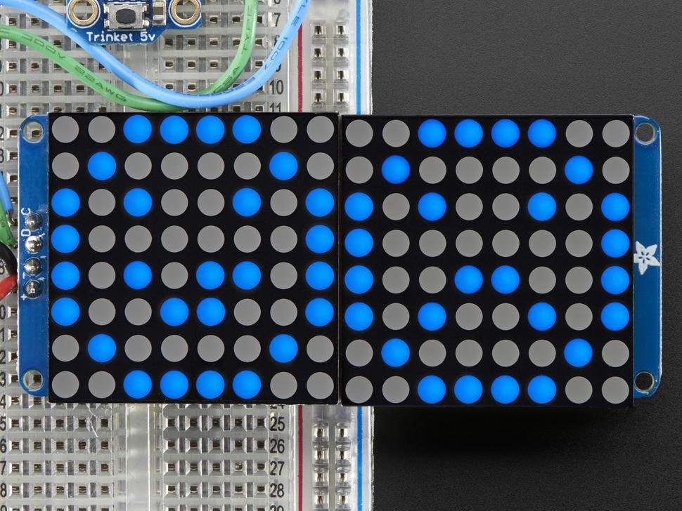 Adafruit 16x8 1,2" LED-matrix + rugzak - ultraheldere ronde blauwe LED's