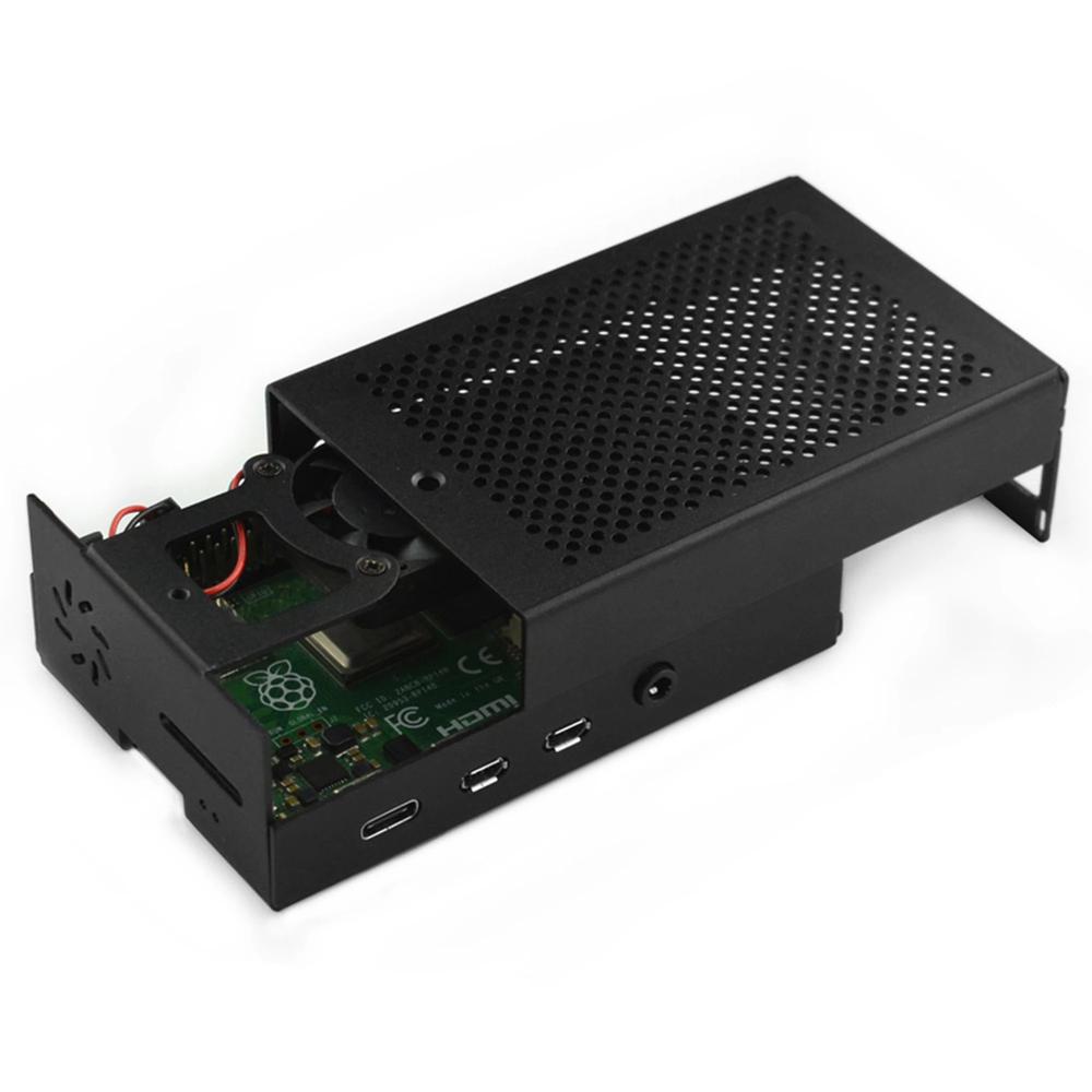 Metal Case For Raspberry Pi DFRobot Aluminum Case for Raspberry Pi 4 (with Heatsink & Fan ...
