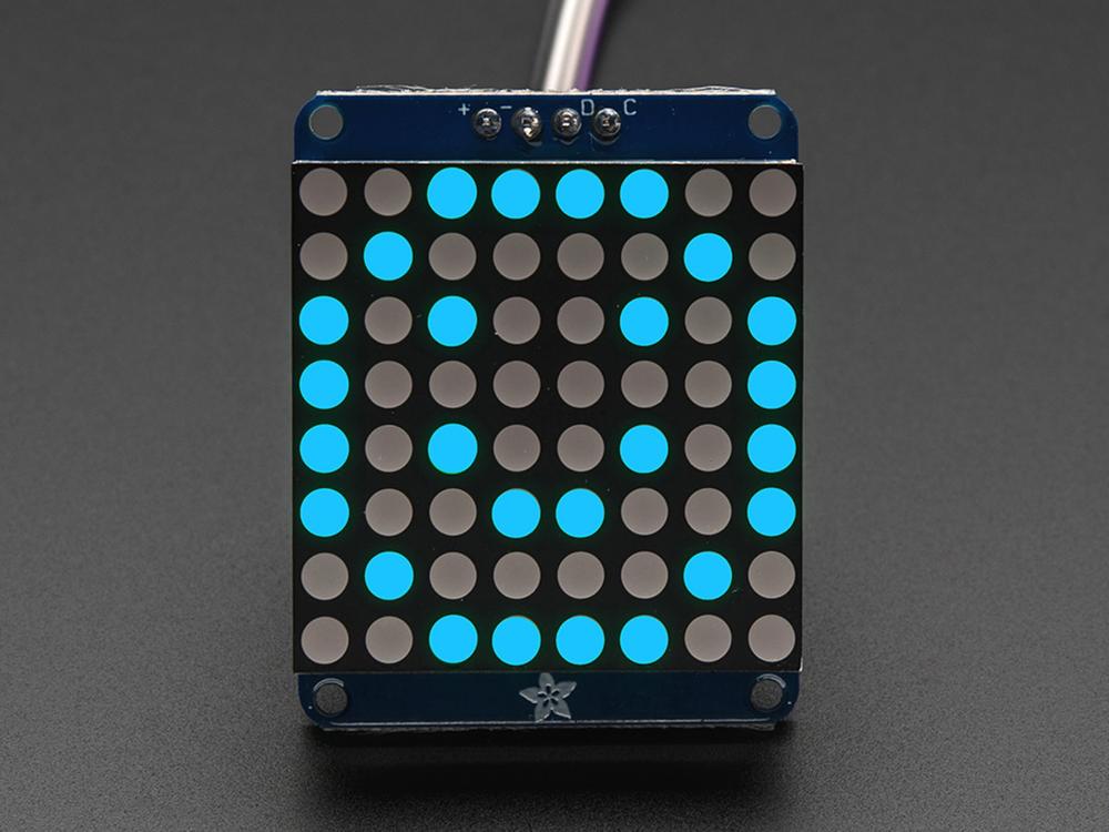 Adafruit Pieni 1.2" 8x8 LED Matrix I2C-repulla - Sininen
