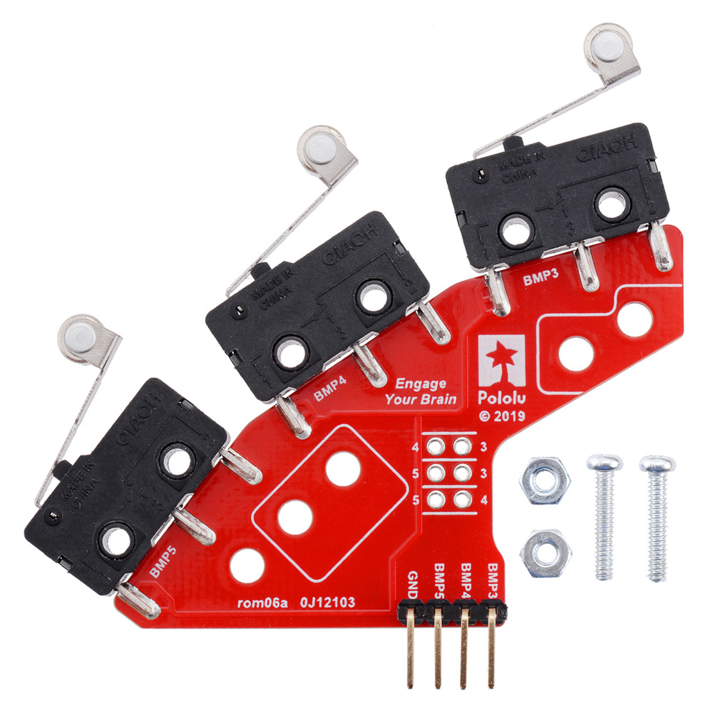 Pololu Montagem do Interruptor de Bumper Esquerdo para Romi/TI-RSLK MAX (Pinos de Passagem Soldados)