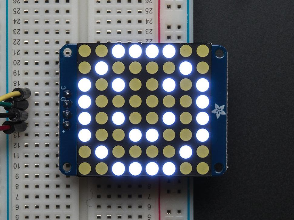 Adafruit Kleine 1,2" 8x8 ultra heldere witte LED-matrix + rugzak