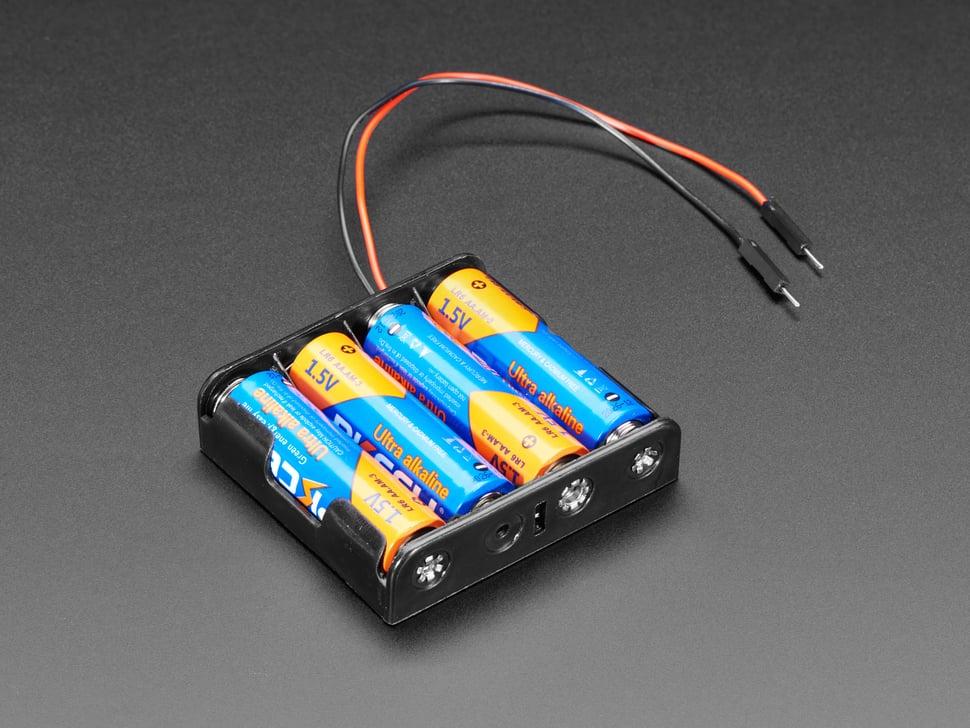 Adafruit 4 x AA header batterijhouder met premium jumper