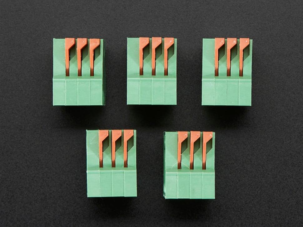 Adafruit Configureerbare terminal blocks - 3-pins 0,1" spoed R/A - x 5