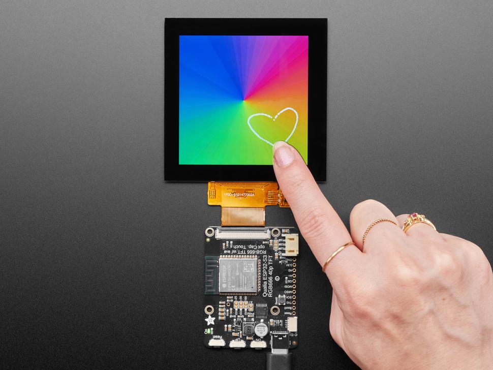 Adafruit Vierkante RGB 666 TTL TFT Display - 3,4" 480x480 met touchscreen