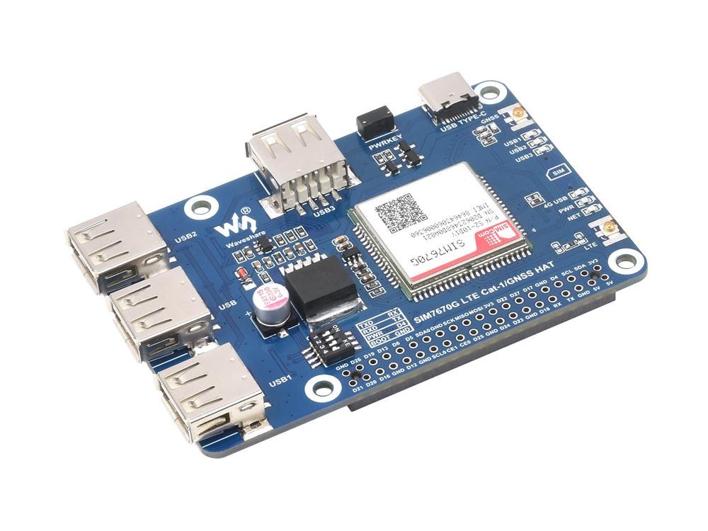 Waveshare Cat-1/GNSS HAT voor Raspberry Pi, gebaseerd op de SIM7670G ...