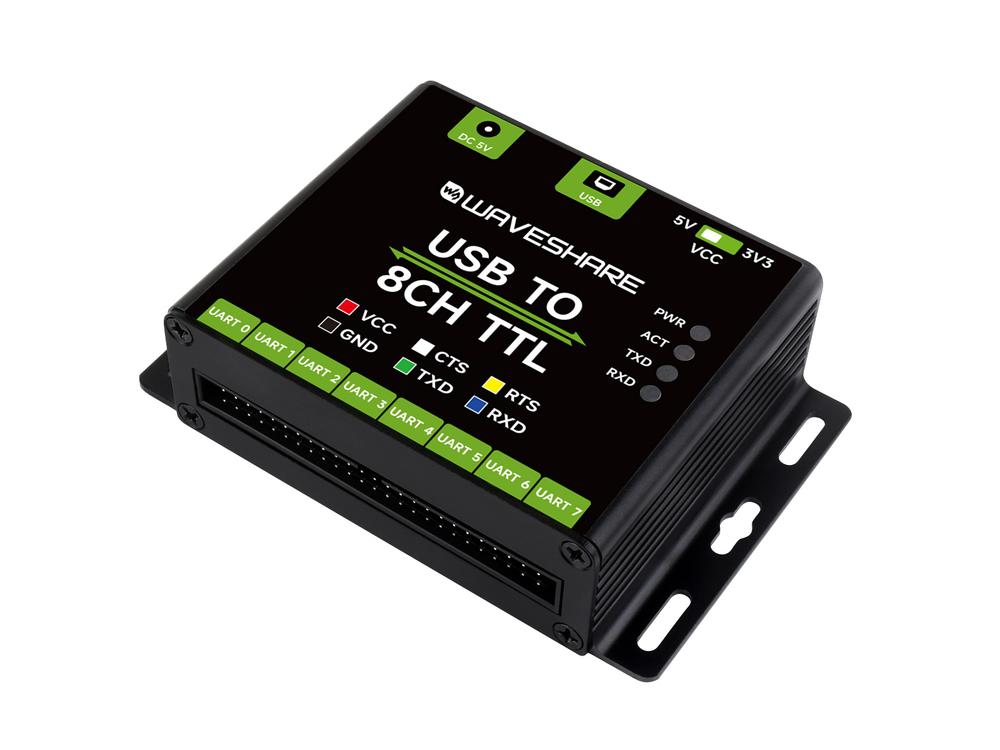 Waveshare Conversor Industrial USB para 8 Canais TTL, USB para UART, Circuitos de Proteção Múltipla, Suporte a Vários Sistemas, Adaptador USB para TTL