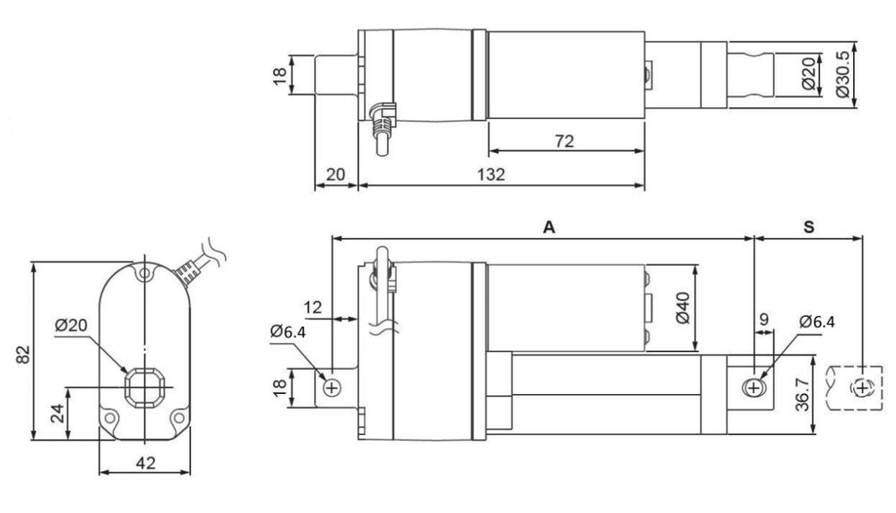 Glideforce LACT10P12V20 Lineaire actuator voor licht gebruik met