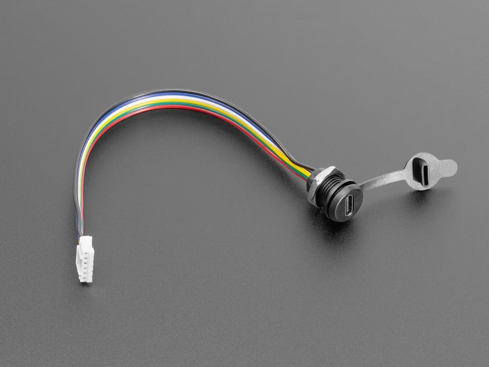 Adafruit USB Type C Schroef Paneelmontage naar 6-pins JST PH Kabel
