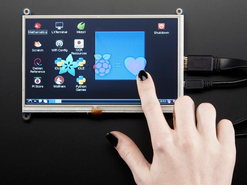 Adafruit HDMI 7" 800x480 display rugzak - met touchscreen
